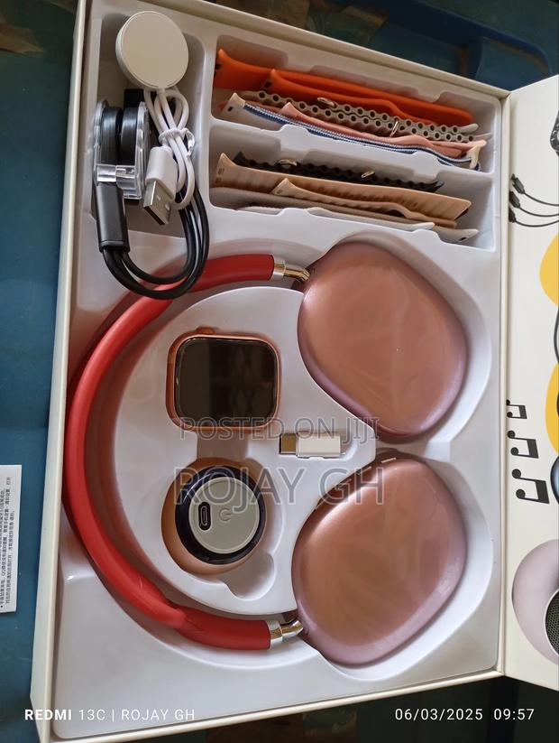 D-P9 Smart Watch With Bt Mini Speaker P9 Headphone - Red photo 5