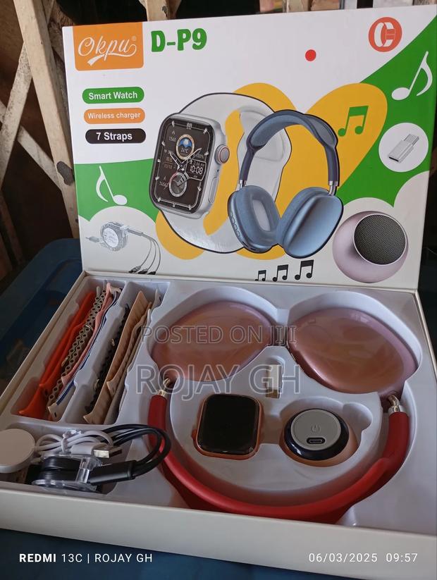 D-P9 Smart Watch With Bt Mini Speaker P9 Headphone - Red photo 7