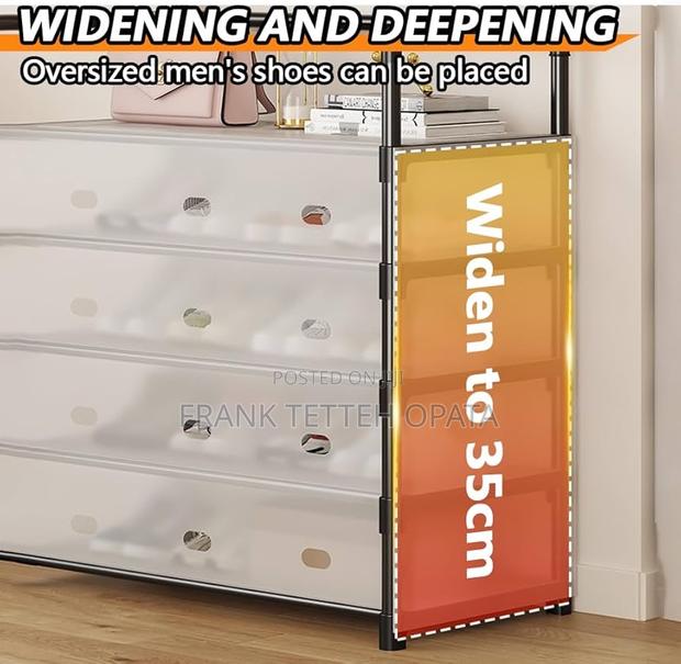 5 Tier Metal Shoes Shelf With Hooks Cover for Entryway photo 2