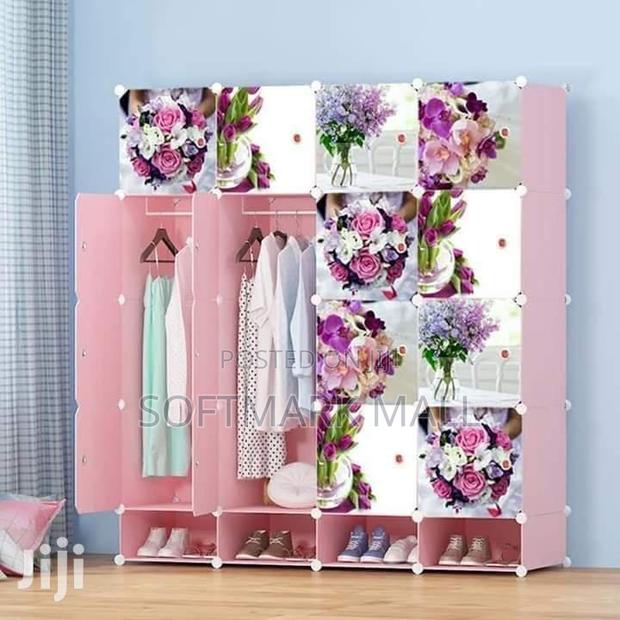 16 Cubes Wardrobe With Shoe Rack- Pink · Photo 1