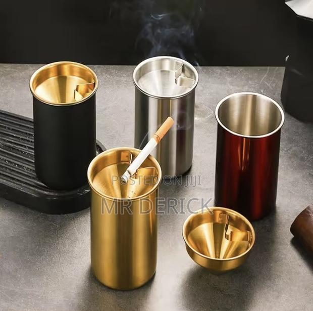 Creative Stainless Steel Ashtray Funnel With Cover Anti-Fly photo 4