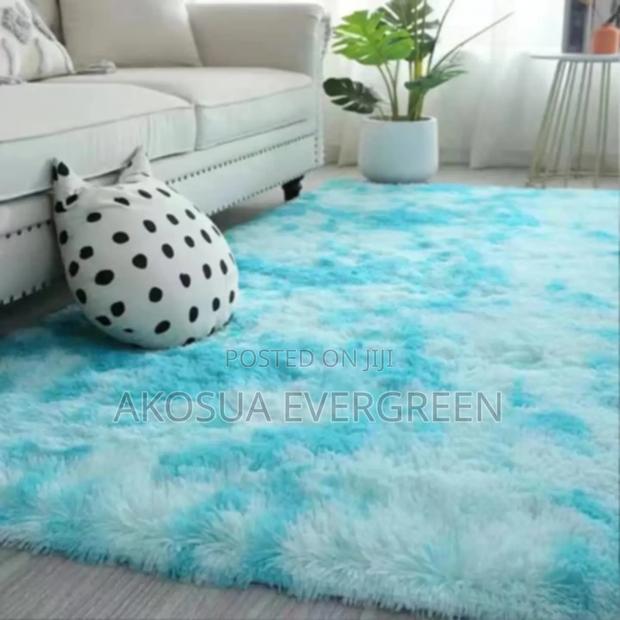 Sky Blue Fluffy Carpet Available