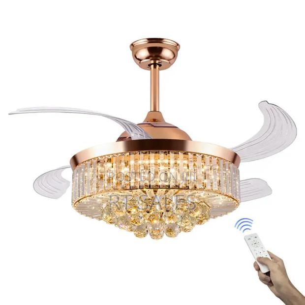 Crystal Golden Chandelier Fan With Light. · Photo 4