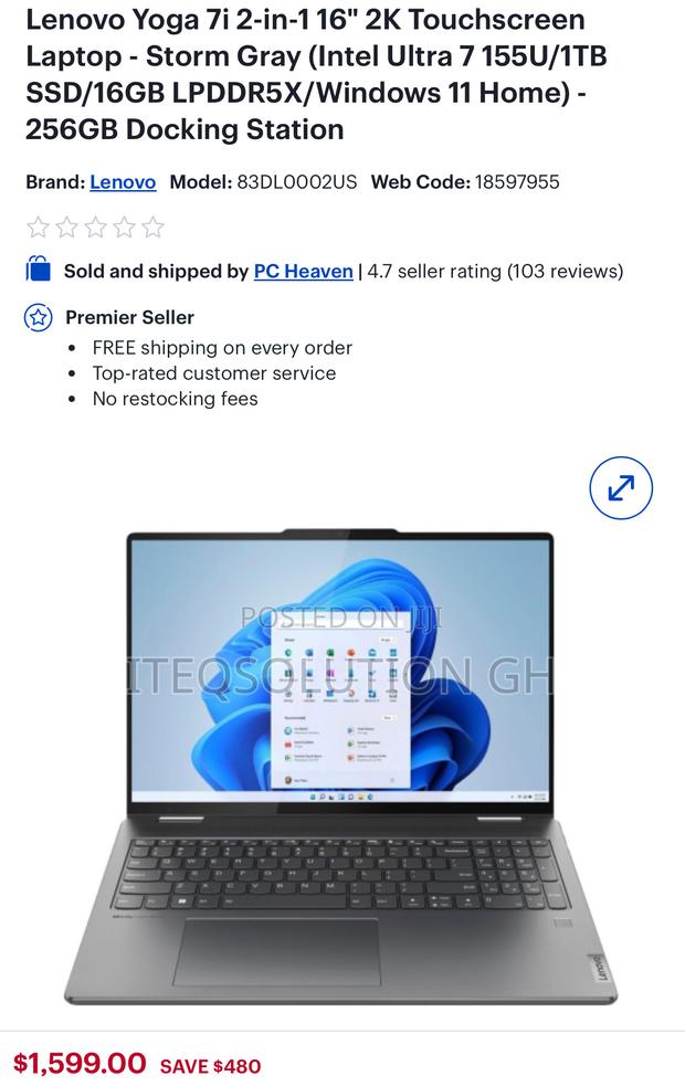 New Laptop Lenovo Yoga 7i 16GB Intel Core Ultra 7 SSD 1T photo 4
