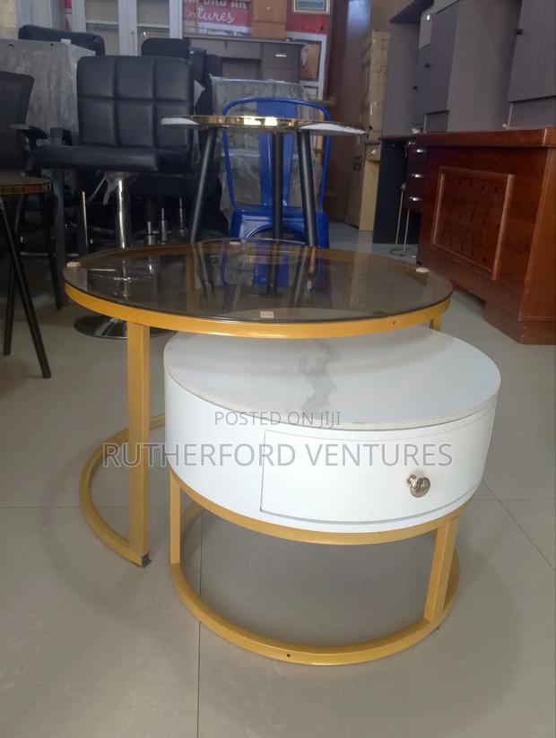 Marble Center Table With Glass and Drawer