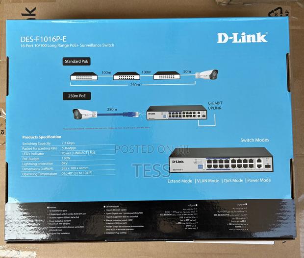 D-Link 16-Port 10/100 Poe+ Surveillance Switch Des-F1016p-E · Photo 4