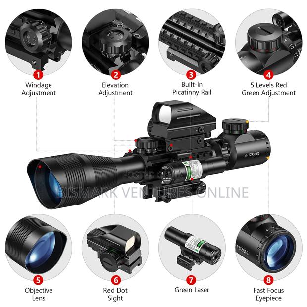 12x50 Zoom Rifle Scope Laser Sight And Holographic Dot photo 5