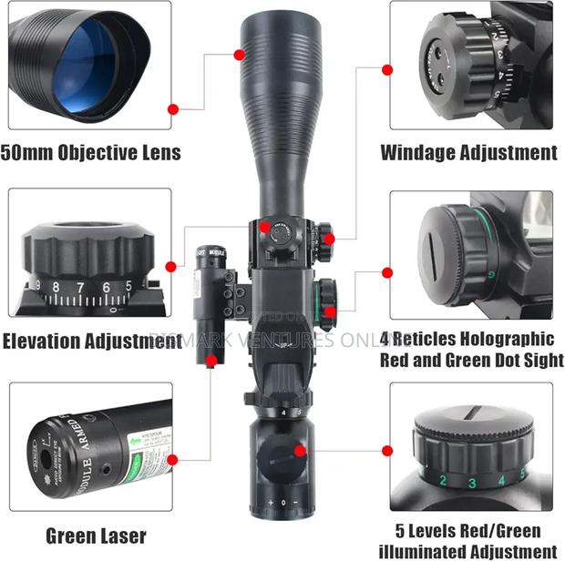 12x50 Zoom Rifle Scope Laser Sight And Holographic Dot photo 11
