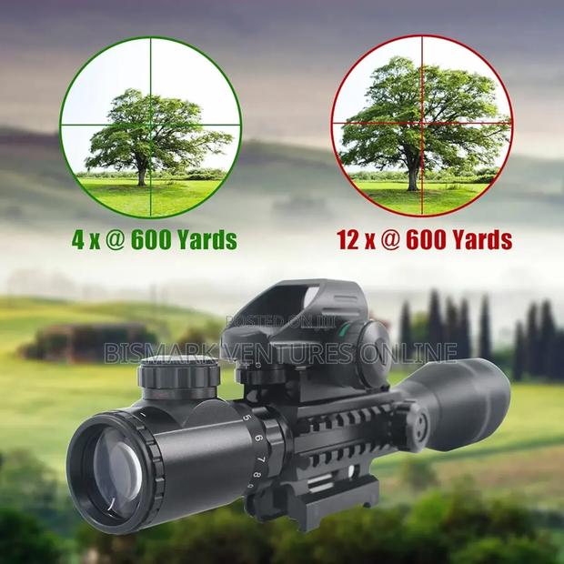 12x50 Zoom Rifle Scope Laser Sight And Holographic Dot photo 4