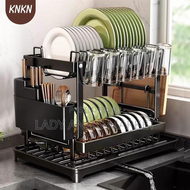 2 Tier Plate Rack With Glass Hanger · Photo 1