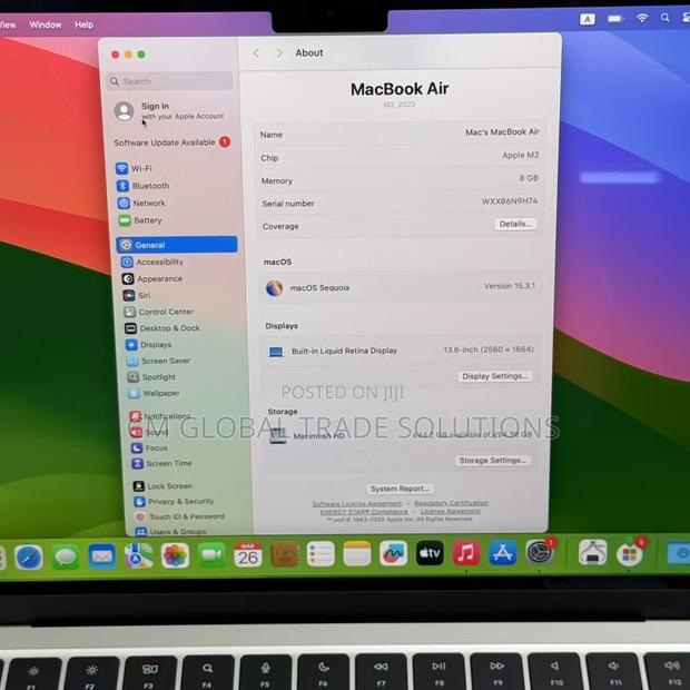Laptop Apple MacBook Air 2022 M2 8GB Apple M2 SSD 512GB photo 3