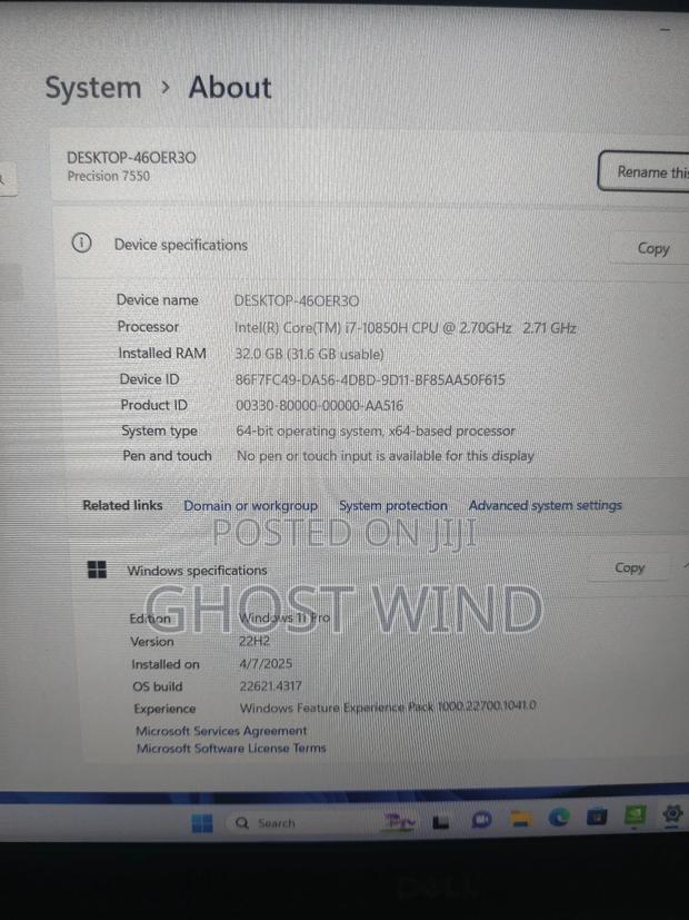 Laptop Dell Precision 7550 32GB Intel Core I7 SSD 512GB photo 6