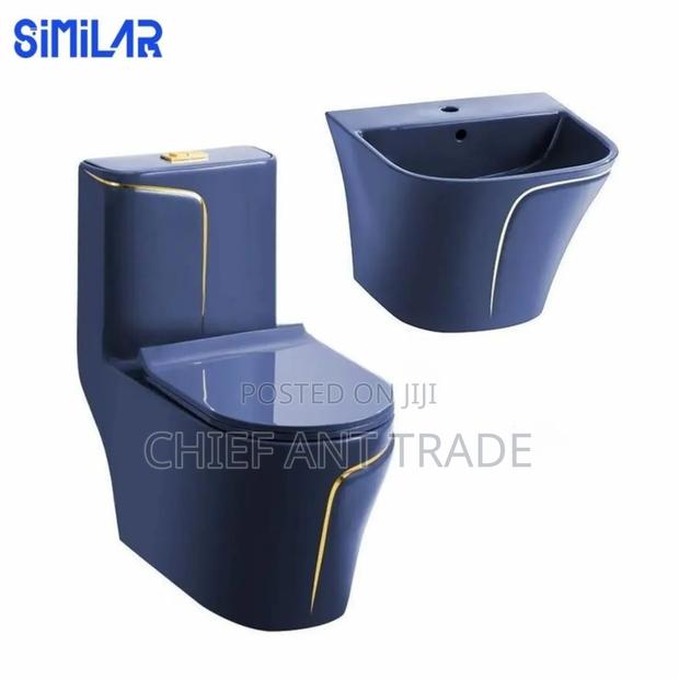 Toilet Seat With Basin Dark Blue · Photo 3