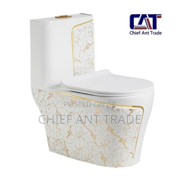 Toilet Seat Wc (White Gold Flower) 1242 / A046 · Photo 4