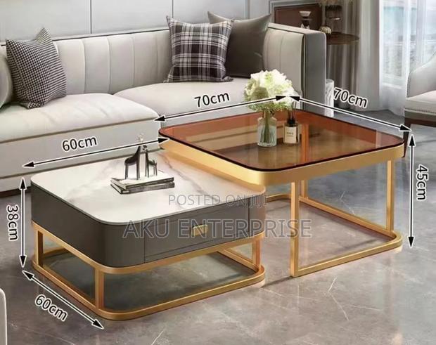 2 in 1 Modern Centre Table Marble and Glass · Photo 2