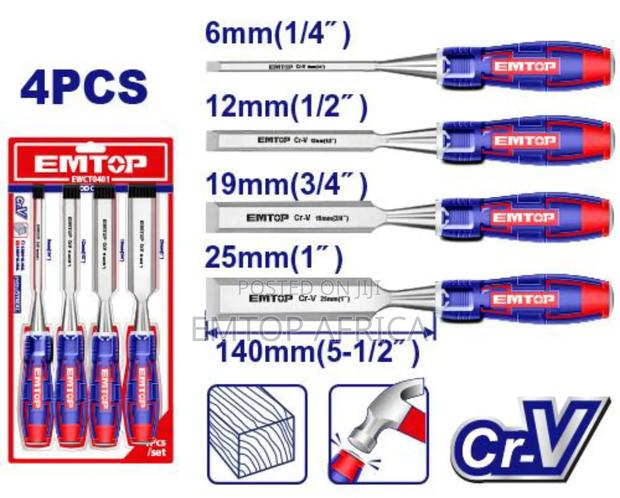 Ewct0401 4pcs Wood Chisel Set | Cr-v Steel | Multi-Size photo 2