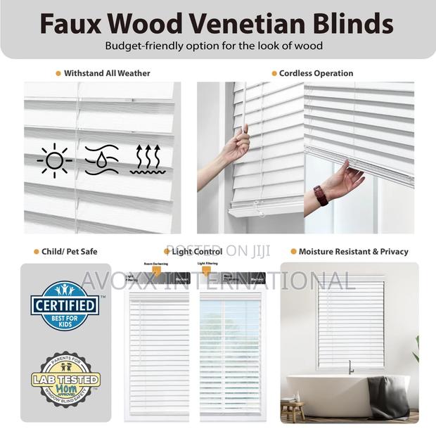 Dez Furnishings Cordless 1.5" Faux Wood Blind, 45" W X 48" H photo 4
