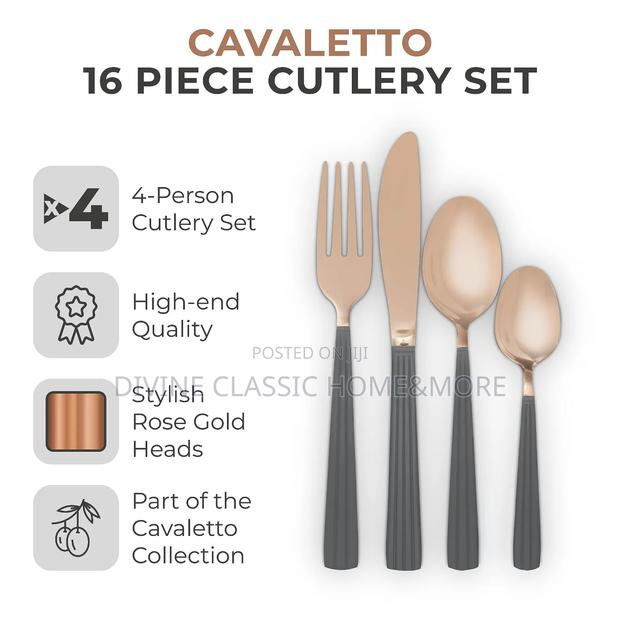 Tower Cavaletto Stainless Steel 16pcs Cutlery Set, Rose Gold photo 2