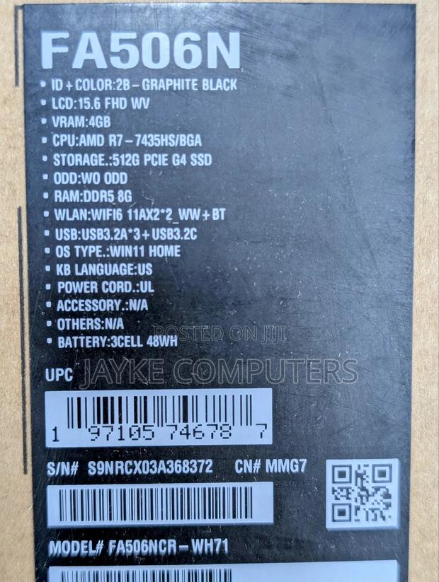 New Laptop Asus TUF Gaming A15 8GB AMD Ryzen 7 SSD 512GB photo 3