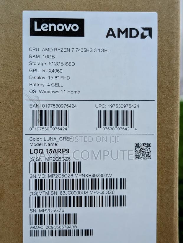 New Laptop Lenovo LOQ 15ARP9 16GB AMD Ryzen 7 SSD 512GB photo 3