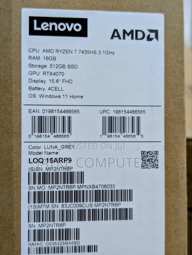 New Laptop Lenovo LOQ 15ARP9 16GB AMD Ryzen 7 SSD 512GB photo 4