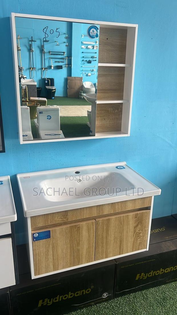 Cabinet Basin With Mirror 80cm Wood Color · Photo 2