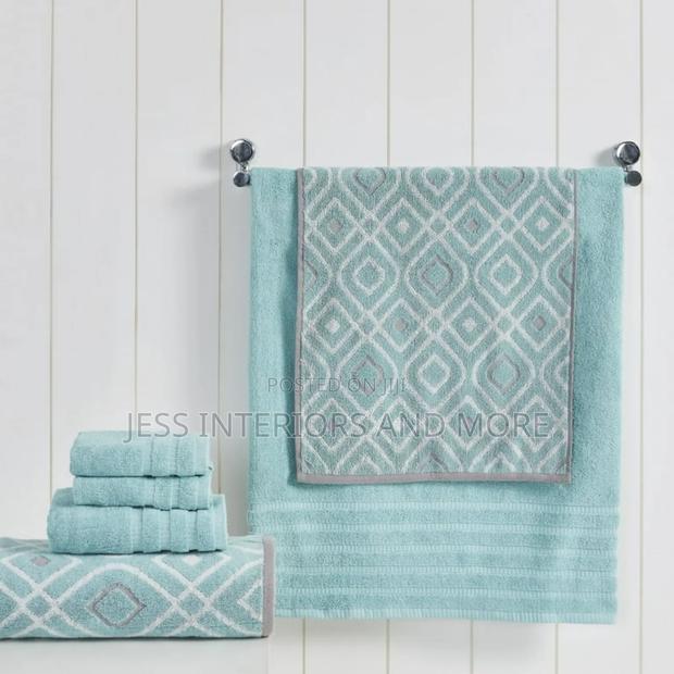 Oxford 6-Piece Cotton Bath Towel Set, Aqua · Photo 4