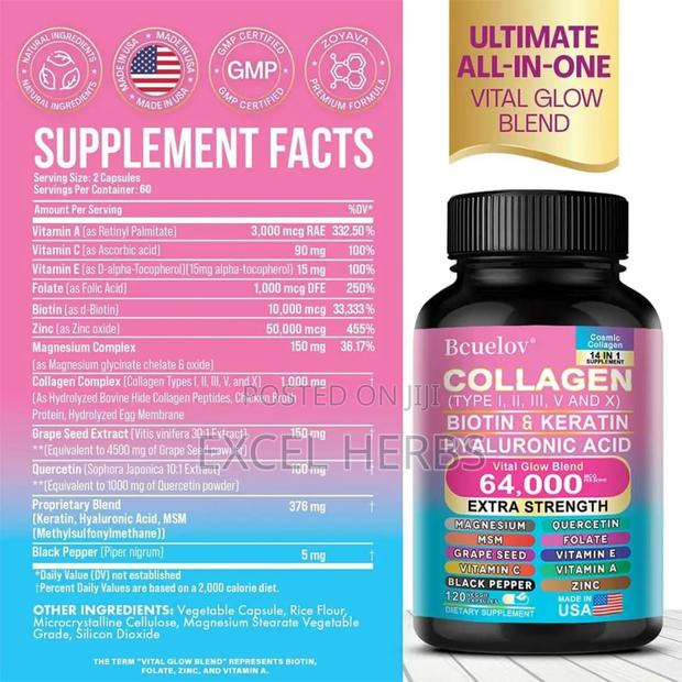 Bcuelov Collagen Biotin Keratin Hyaluronic Acid 120caps · Photo 4
