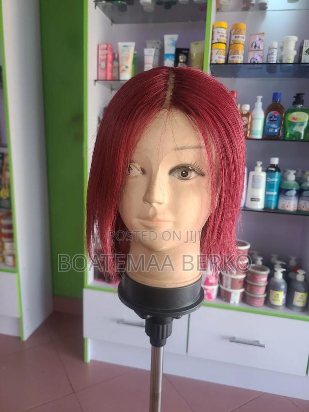 Short Wine Color Wig Cap photo 3