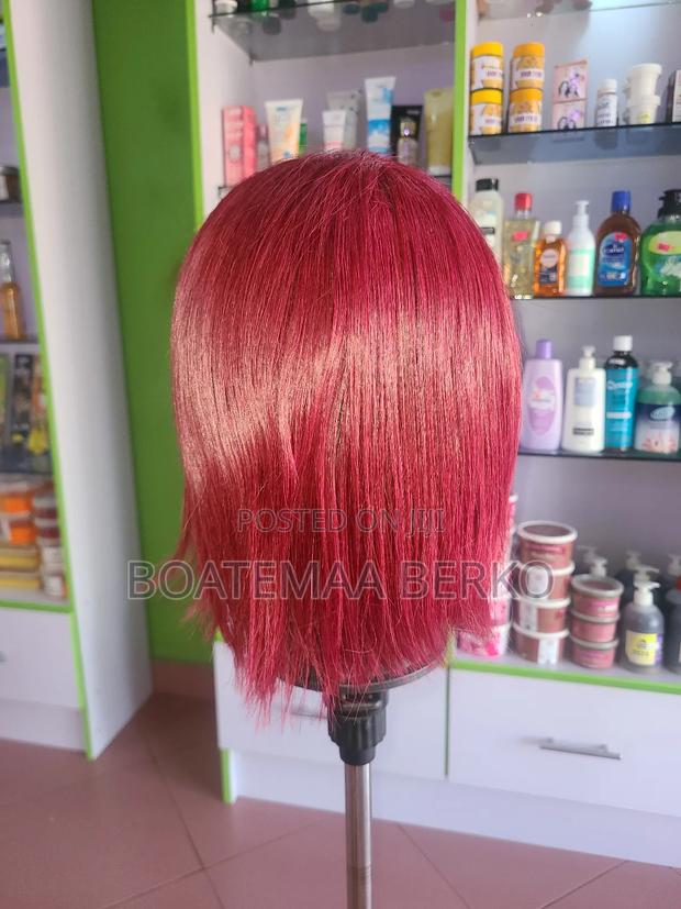 Short Wine Color Wig Cap photo 4