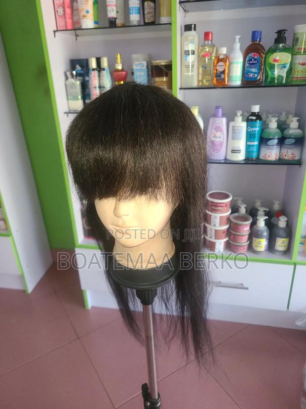 Black Human Hair French Cut Wig photo 2