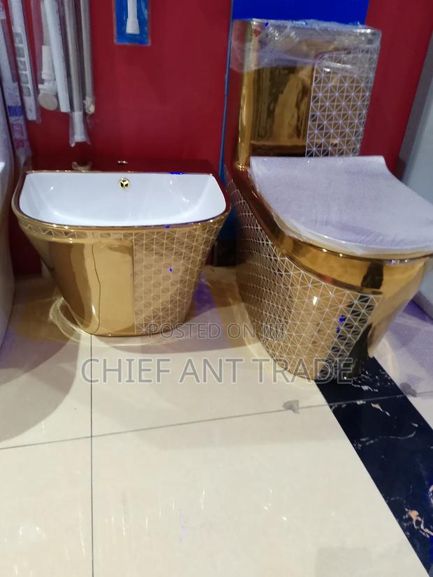 Golden Toilet Seat Wc With Basin 060 G967 · Photo 2
