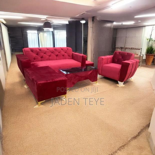 Wine Fabric Sofa Set Three in One and Single · Photo 2