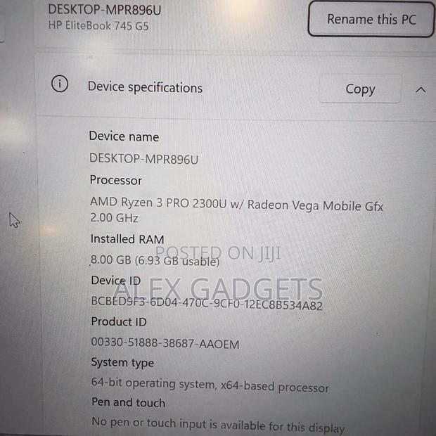 Laptop HP EliteBook 745 G5 8GB AMD Ryzen 3 SSD 128GB photo 5