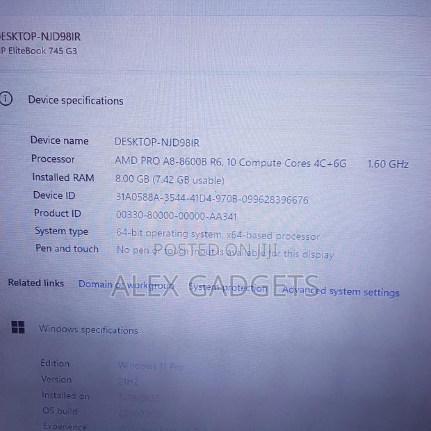Laptop HP EliteBook 745 G4 8GB AMD A8 SSD 256GB photo 7
