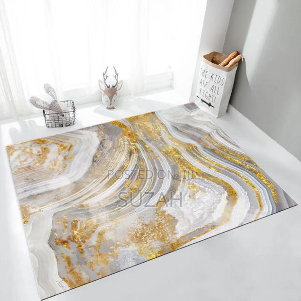 Designer Gold Stripes on White Carpet