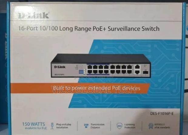 D-Link 16-Port 10/100 Long Range Poe+ Surveillance Switch · Photo 1
