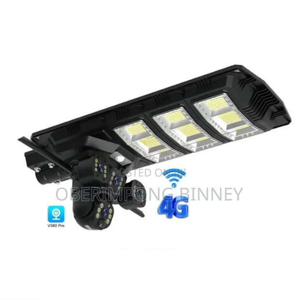 4g Solar Camera With Street Light Triple Lens Works All Sim