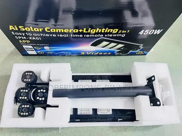 4g Solar Camera With Street Light Triple Lens Works All Sim photo 4