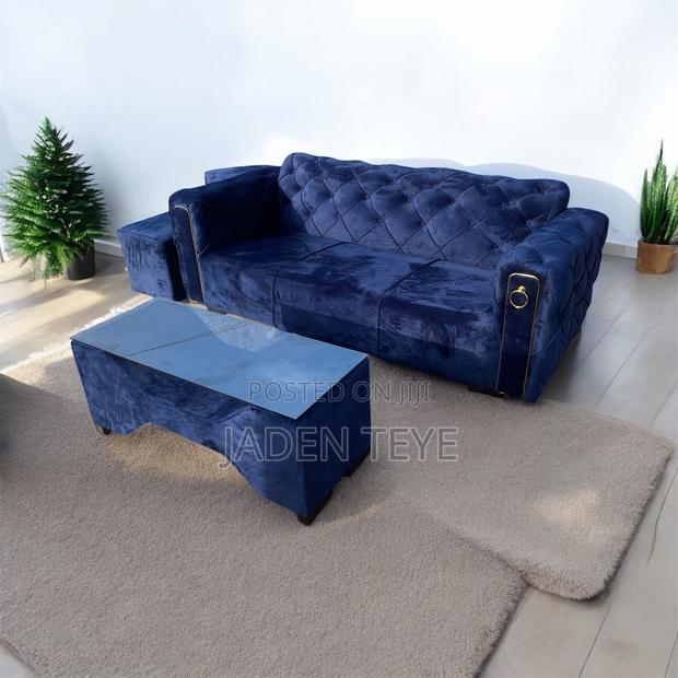 3 in Set Blu Fabric Sofa · Photo 4