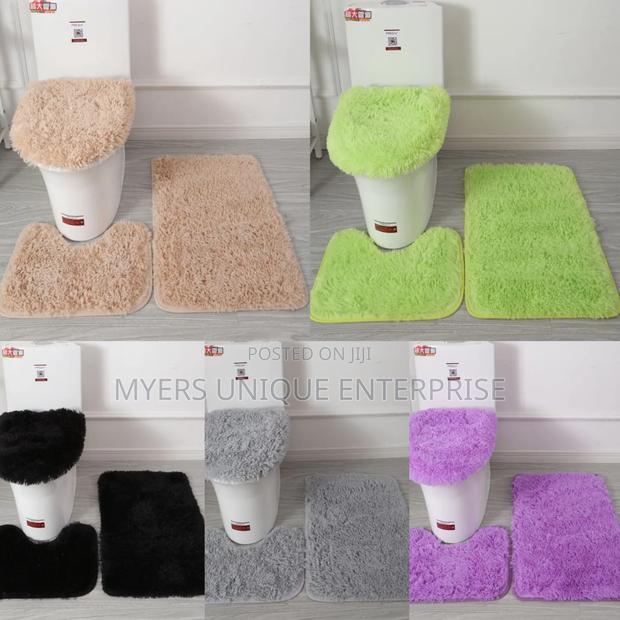 3pcs Fluffy Toilet Mat