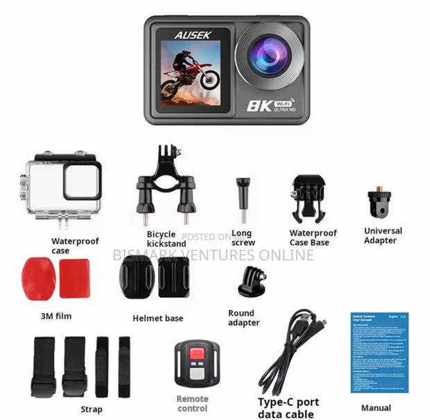 Ausek Pro Action 8k Uhd Camera With 50mp Photo Dual Screen. photo 6