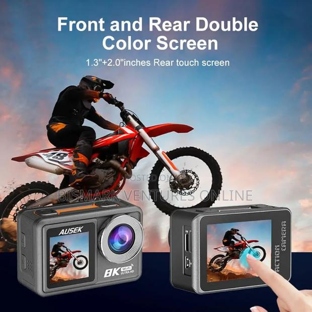 Ausek Pro Action 8k Uhd Camera With 50mp Photo Dual Screen. photo 9
