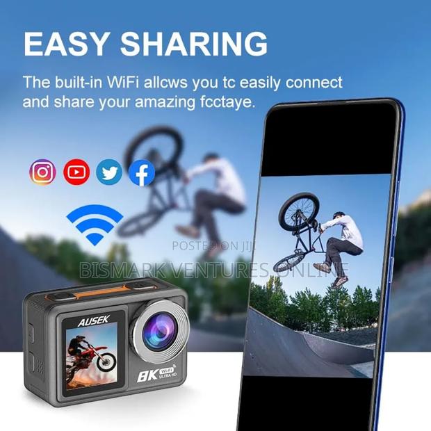 Ausek Pro Action 8k Uhd Camera With 50mp Photo Dual Screen. photo 11
