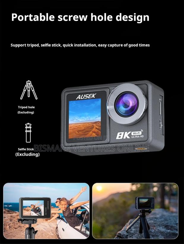 Ausek Pro Action 8k Uhd Camera With 50mp Photo Dual Screen. photo 12