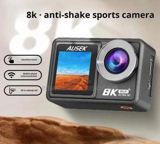 Ausek Pro Action 8k Uhd Camera With 50mp Photo Dual Screen.