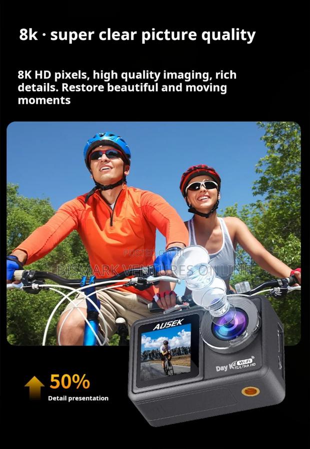 Ausek Pro Action 8k Uhd Camera With 50mp Photo Dual Screen. photo 3