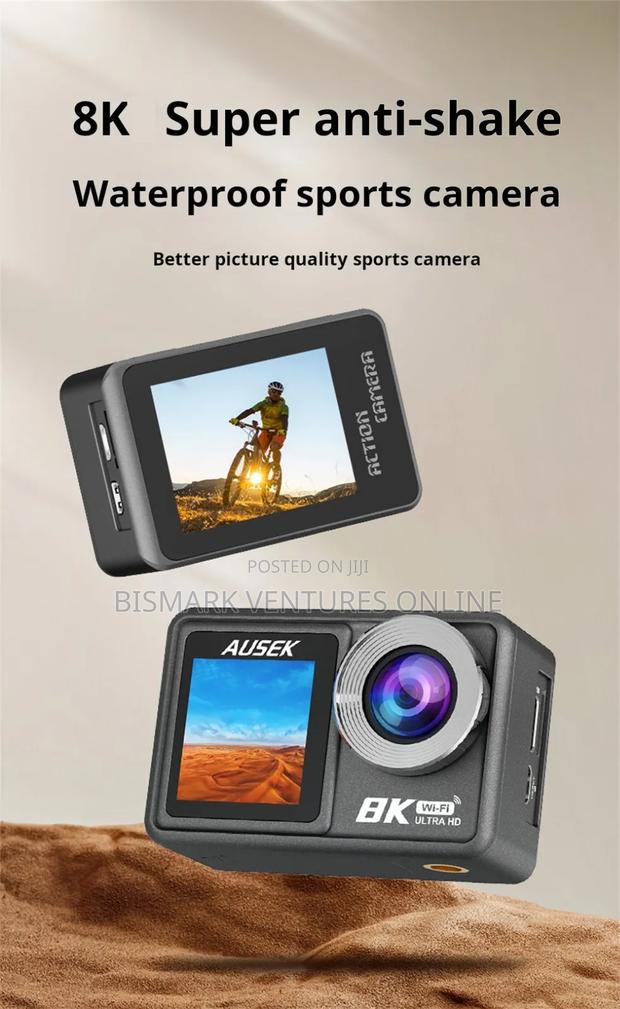 Ausek Pro Action 8k Uhd Camera With 50mp Photo Dual Screen. photo 4