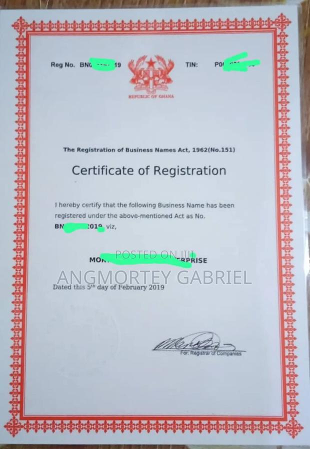 Business Certificate Registration
