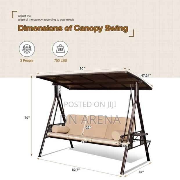 Outdoor Patio Porch Swing Three-Seater Outdoor Swing photo 4